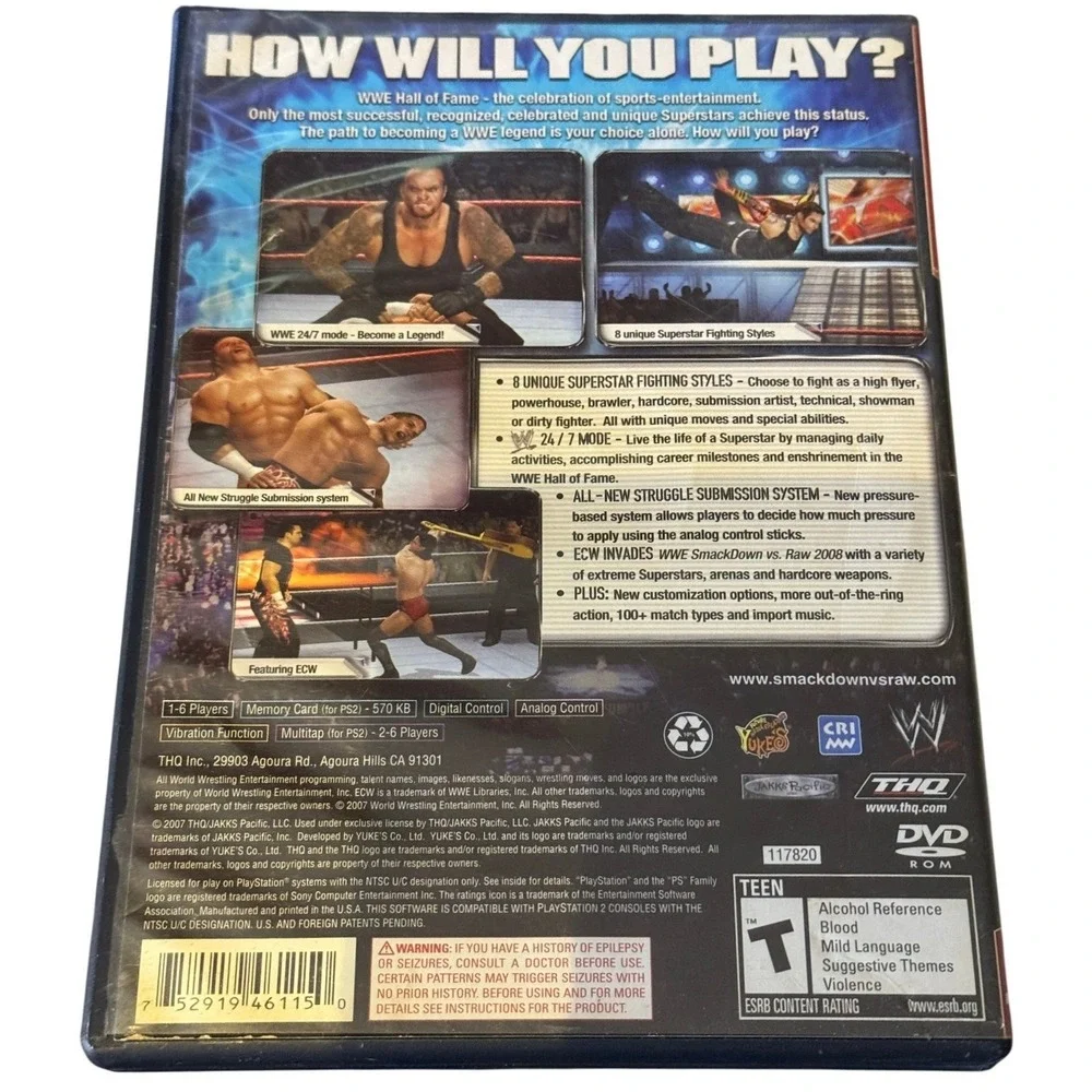 WWE SmackDown vs Raw 2008 Featuring ECW PS2 PlayStation 2 Greatest Hits THQ 2007